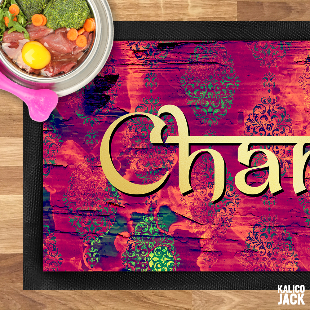 Personalised Saffron Thread Pet Feeding Mat