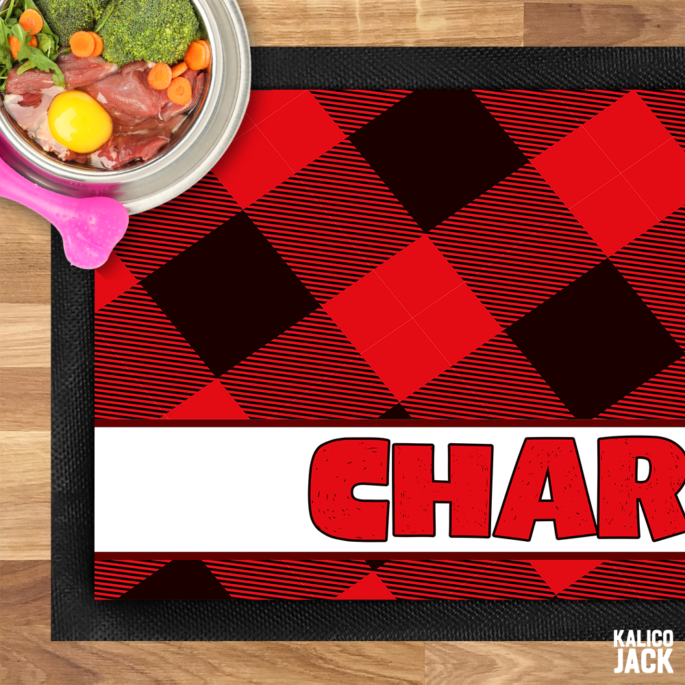 Personalised Lumberjack Pet Feeding Mat