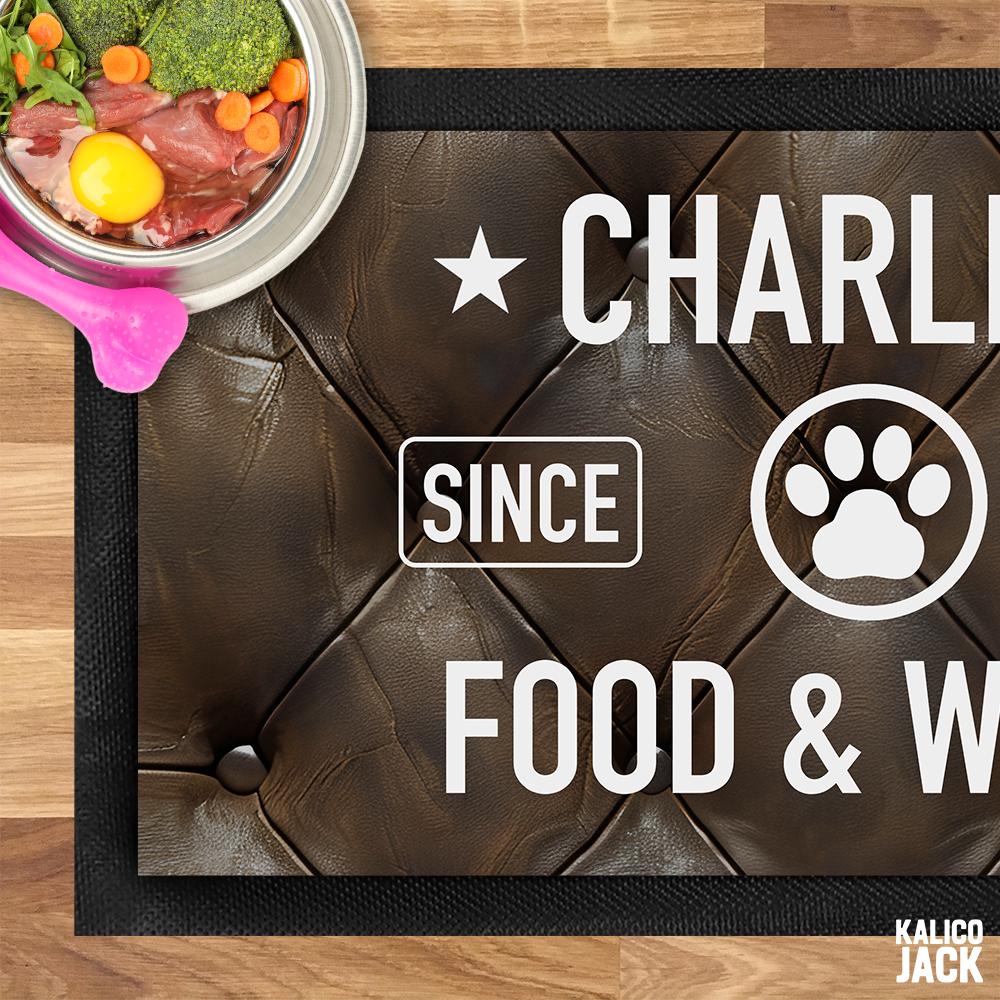Personalised Gentleman's Club Pet Feeding Mat