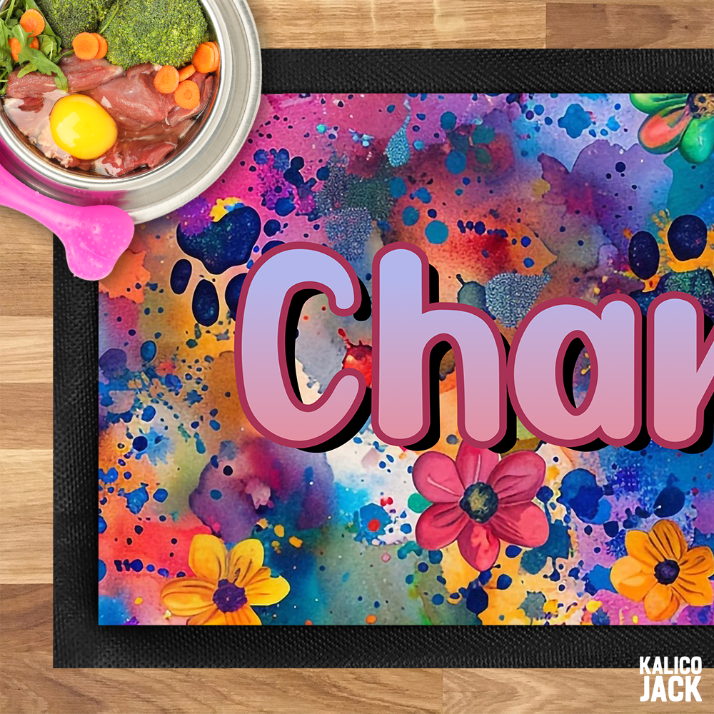 Personalised Paw Splash Pet Feeding Mat