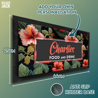 Personalised Hibiscus Floral Pet Feeding Mat