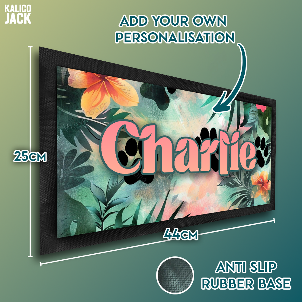 Personalised Tropical Paw Pet Feeding Mat