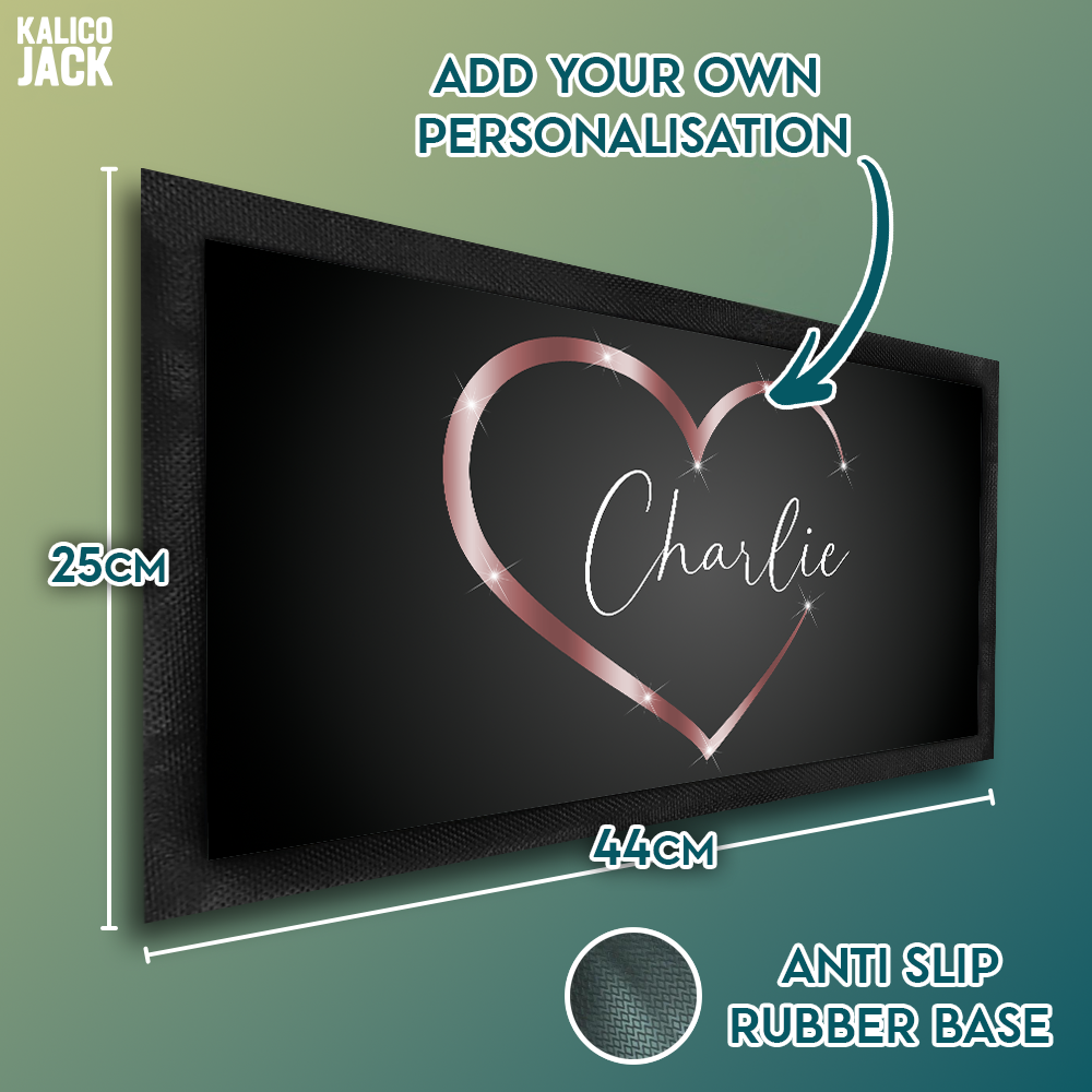 Personalised Rose Heart Pet Feeding Mat