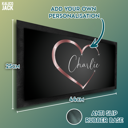 Personalised Rose Heart Pet Feeding Mat