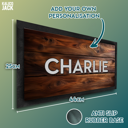 Personalised Rustic Wood Pet Feeding Mat