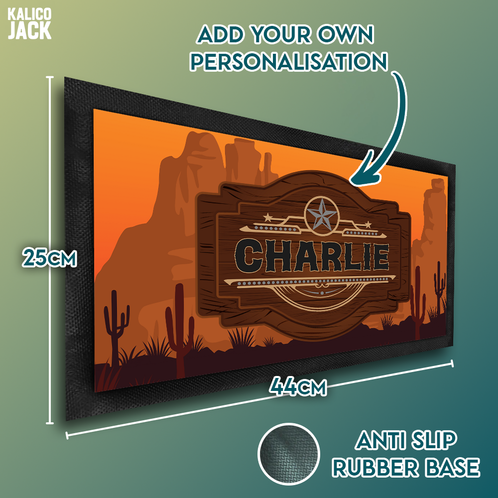 Personalised Wild West Pet Feeding Mat