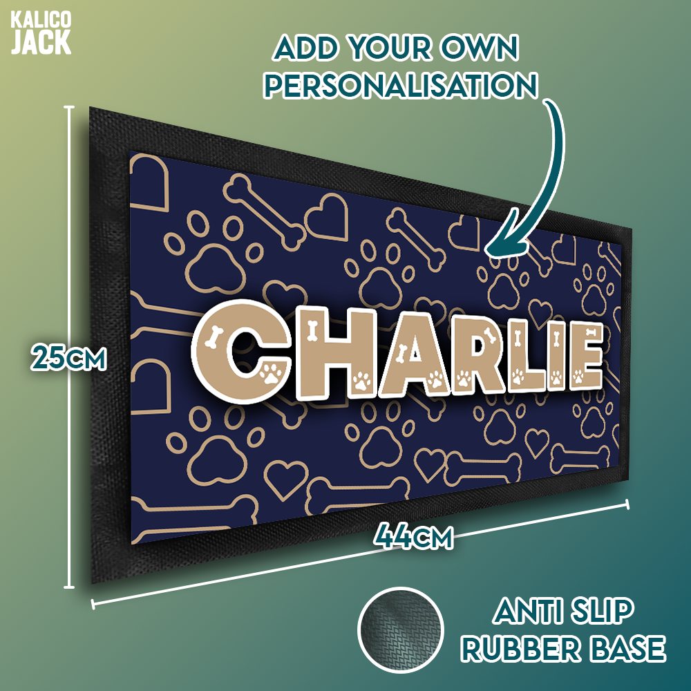 Personalised Paws and Bones Pet Feeding Mat